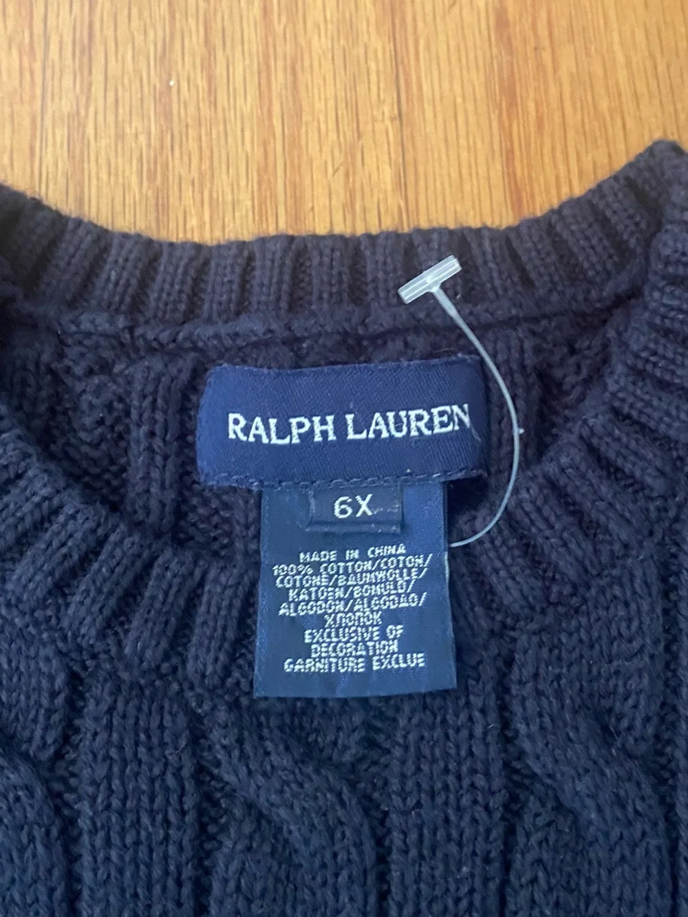 Ralph Lauren Navy Cable-Knit Ruffle-Hem Girls Dress